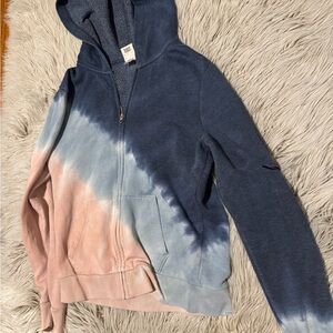 PINK Victoria's Secret Blue and Pink Tie-Dye Hoodie